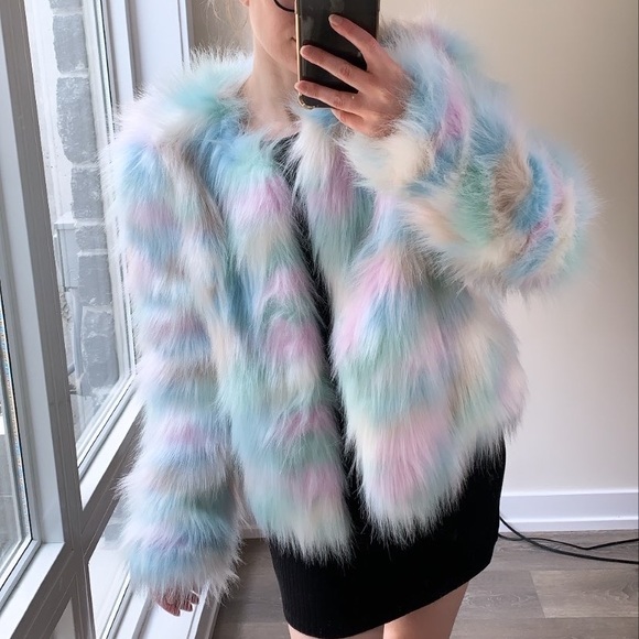 Superdown Shiloh Faux Fur Jacket Pastel Size M - Picture 5 of 17